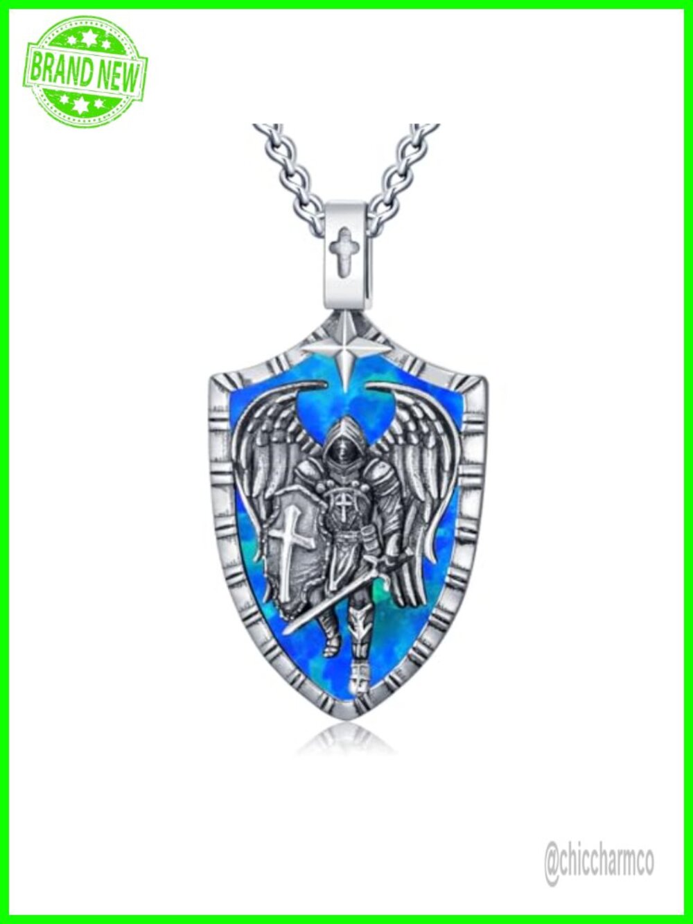 925 Sterling Silver St Michael Archangel Pendant Necklace 22in Gift